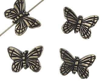 Butterfly Beads Antique Brass Beads Monarch Butterflies TierraCast Pewter Brass Oxide Insect Butterflies Summer Beads  (PA15)