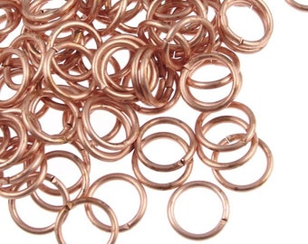 100 Solid Copper 8mm 18g Jump Rings Copper Findings 18 Gauge Jumprings Raw Bright Copper (FSC42)