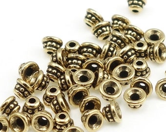 250 Gold Bead Caps TierraCast 4mm Beaded Caps Antique Gold Beadcaps For Small Beads Tierra Cast Pewter Beadcaps Little Small Caps (PC70)
