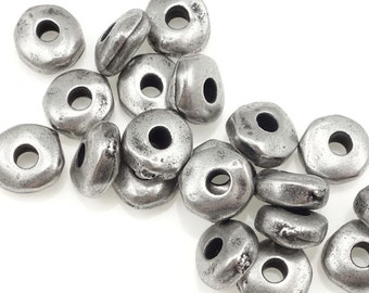 100 Dark Antique Silver Beads 5mm Nugget Beads TierraCast Heishi Spacer Beads ANTIQUE PEWTER Silver Spacers Organic Shape (PS182PA)