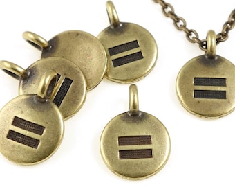 Equality Symbol Tiny Pendant - TierraCast Equality Charm - LGBT Very Small Antique Brass Bronze Pendant (P1244)