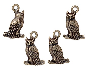 Antique Brass Owl Charms Brass Charms TierraCast Brass Oxide Bronze Charms Woodland Animal Jewelry Charms for Jewelry Making  (P1155)