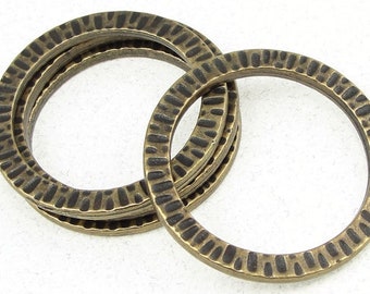 Large Brass Rings - TierraCast RADIANT RING Antique Brass Oxide Tierra Cast 1 1/4" Textured Metal Ring - 32mm Diameter (PA31)