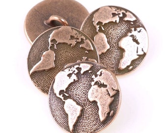 Earth Button Clasp Findings TierraCast Buttons Antique Copper Button Findings for Leather Jewelry - Leather Findings (PF781)