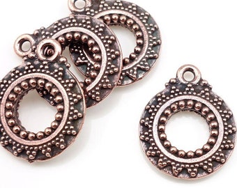 Copper Pendants - Bali Style Antique Copper Charms - Beaded Fancy TierraCast Pewter Copper Metal Beads (P619)