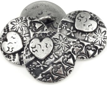 Dark Antique Silver Button Clasp Closure for Leather Bracelet Clasp Findings TierraCast AMOR ROUND Button Findings Antique Pewter (P1339)