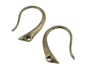 144 Antique Brass Earring Findings Aged Solid Brass Ear Wires Hooks Antique Bronze Ear Findings French Hook Earring Wires Bulk Bag (FSAB90)