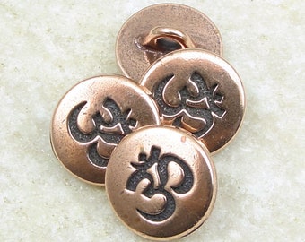 12mm Antique Copper Om Button Clasp Findings - TierraCast Small Om Button Findings - Copper Clasp for Yoga Jewelry Wrap Bracelets (P1507)