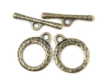 Antique Brass Toggle Clasp Findings - TierraCast CRAFTSMAN Clasp - Bronze Toggle Brass Oxide Findings - Maker's Collection (PF2042)