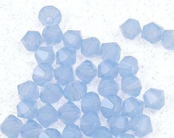 48 AIR BLUE OPAL 4mm Bicones - Swarovski Bicone Beads 5328 4mm Beads - Translucent Powder Blue Beads