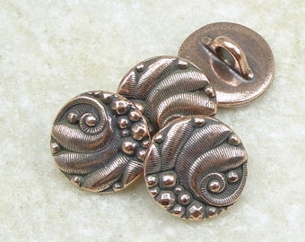 12mm Copper Button Findings - TierraCast Czech Round Button Clasp Findings - Copper Findings for Leather Jewelry - 4 or More Pieces (P1496)