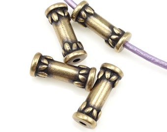Antique Brass Beads for Jewelry Making TierraCast Lotus Tube Beads Bronze Beads for Yoga Jewelry Meditation Spiritual Eastern (P2457)