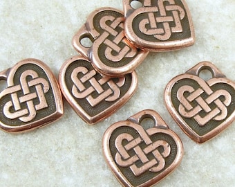 Antique Copper Charms - Celtic Charms - TierraCast CELTIC HEART Charms - Knotwork Knot Work Jewelry Supplies (P2020)