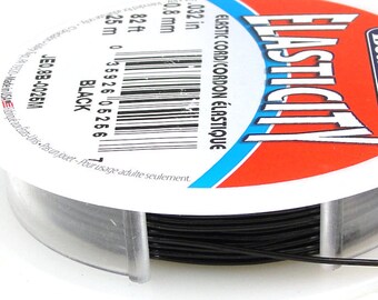 BLACK Beadalon Elasticity Stretch Elastic Cord for Jewelry Making 25 Meter (82 Foot) Spool  0.8mm diameter - USA Made