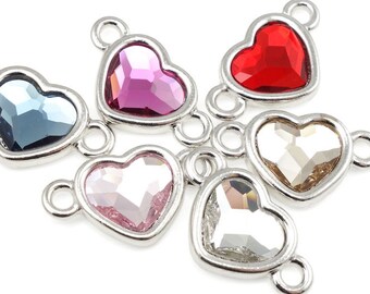 Crystal Heart Pendants Silver Heart TierraCast Heart Necklace Pendant Silver Pendant for Jewelry Making Valentine's Day Swarovski