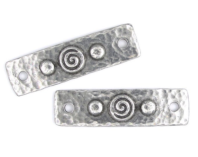 Spirals and Rivets Bar Link Antique Pewter Dark Silver - Etsy