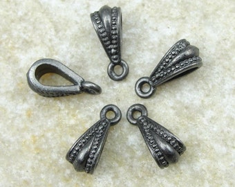 Black Oxide Pendant Bails Necklace Bail Findings - Black Metal Findings - TierraCast Pewter ROYAL BAIL (PBF9)