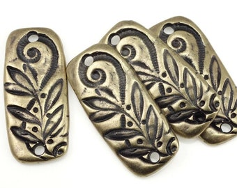 Floral Link TierraCast JARDIN BAR Brass Link Findings Antique Brass Charms Bohemian Charms for Jewelry Making Bronze Charms Leaf Vine P1372