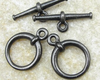 Matte Black Toggle Clasp Findings Black Oxide TierraCast Pewter Tapered Toggle Large Toggle Findings  (PBF5)