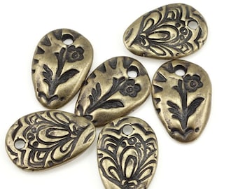 Bohemian Charms Brass Charms TierraCast FLORA CHARM Bronze Charms for Jewelry Making Woodland Flower Nature Organic Rustic Charms (P1388)