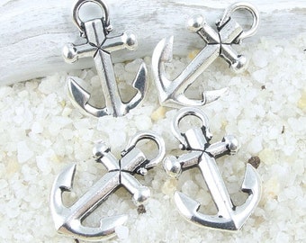 TierraCast Anchor Charms - Antique Silver Charms - Nautical Ocean Sea Charms for Beach Jewelry (P1111)