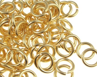 100 Gold Jump Rings Gold Findings Jumprings TierraCast 7mm 16 gauge Jump Rings Bright Gold (PH8)