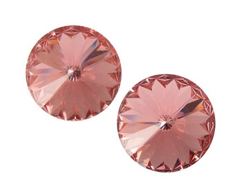 14mm ROSEPEACH Rivolis Swarovski Rivoli Stones Article 1122 14mm Swarovski Crystal Rose Peach Pink Crystals Foiled Back