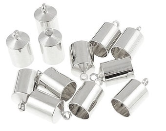 12 Kumihimo Cord End 6mm Cord End Caps Silver Plated (KH28)