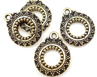 Antique Gold Charms Gold Bali Style Charms by TierraCast Double Sided Gold Pendant for Jewelry Making Jewelry Charms (P618)