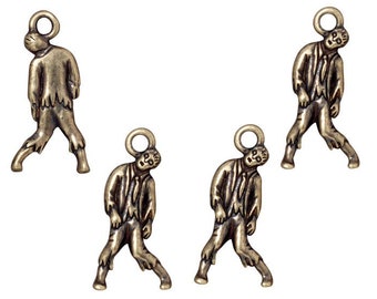 Zombie Charms - Antique Brass Charms TierraCast Pewter Antique Brass Oxide Bronze Charms - Halloween Charms Spooky Living Dead (P1159)