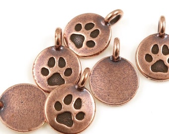 Paw Print Charm Antique Copper Charm TierraCast Paw Charm Antique Copper Pendant for Animal Lovers Pet Lovers P1265