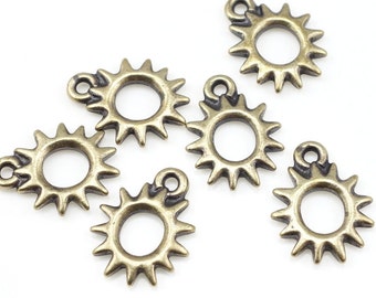 Radiant Sun Charms TierraCast Open Sun Antique Brass Charms Brass Oxide Bronze Charms Celestial Jewelry Charms for Jewelry Making (P1098)