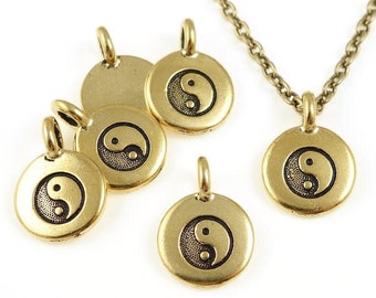 Tiny Yin Yang Pendant Antique Gold Charms TierraCast Yin Yang Charms for Meditation Mindfulness Jewelry Yoga Charms  (P1231)