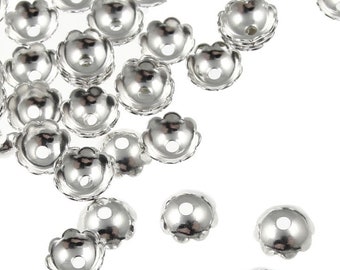 Silver Bead Caps 144 Silver Plated 6mm Smooth Polished Dome Silver Beadcaps Jewelry Beads Findings  (FS39)