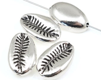 Perles de cauri en argent antique Perles d’argent pour la fabrication de bijoux - 14mm x 9mm TierraCast Cowrie Shell Beach Perles pour bijoux d’été (P2317)