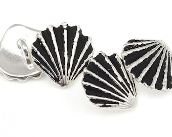 Antique Silver Button Findings - TierraCast Scallop Shell Buttons - 13mm Button Clasp Findings for Beach and Summer Jewelry (P2334)