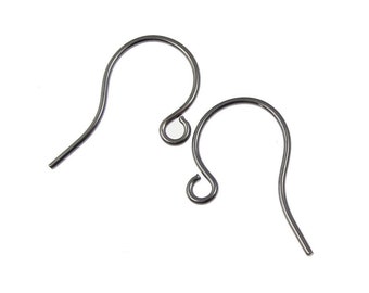 144 Gunmetal Earring Hooks Simple Earring Wires Ear Wires 21 Gauge Earring Findings Gun Metal Findings (FSGM76)