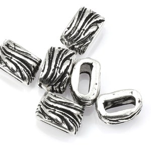 6mm x 2mm Antique Silver Jardin Barrel Bead Crimp TierraCast Beads for Leather Findings to Hold Multiple Strands of Leather Cord P2675 image 2