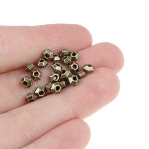 20 Brass Beads 5mm Faceted Antique Brass Oxide Heishi Spacer Squashed Bicone TierraCast Beads PS367 image 2