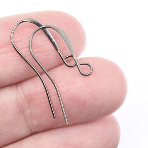 48 Gunmetal Earring Wires Gun Metal Ear Findings Tall French Hook Ear Wires Black Oxide Jewelry Supplies FB1-GM image 3