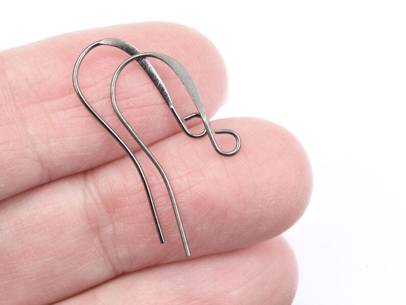 48 Gunmetal Earring Wires Gun Metal Ear Findings Tall French Hook Ear Wires Black Oxide Jewelry Supplies FB1-GM image 3
