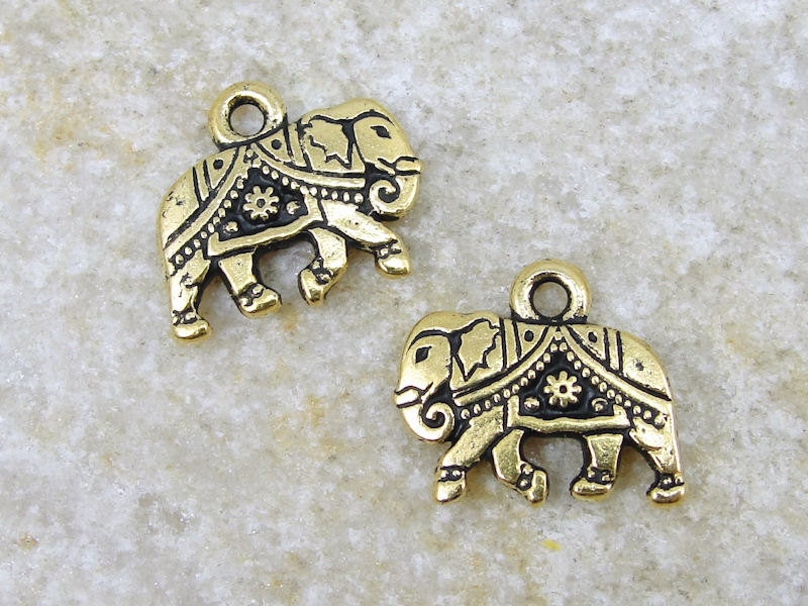 Gold Elephant Charms Tierracast GITA DROP 14mm X 12mm Etsy