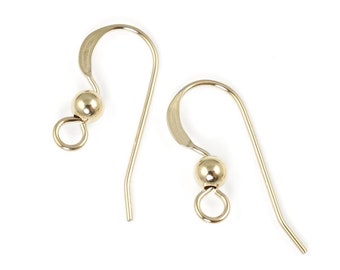Gold Filled Earring Hooks Gold Earring Findings - 22 Gauge French Hook Ear Wires with 3mm Ball Accents - Gold Findings for Earrings GFFH