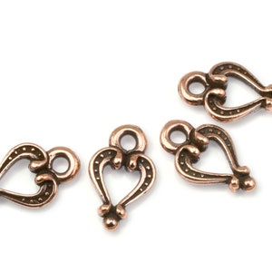 Tiny Antique Copper Heart Charms TierraCast Cordial Heart Drop 11mm x 7mm Small Heart Copper Charms for Jewelry Making P655 image 2