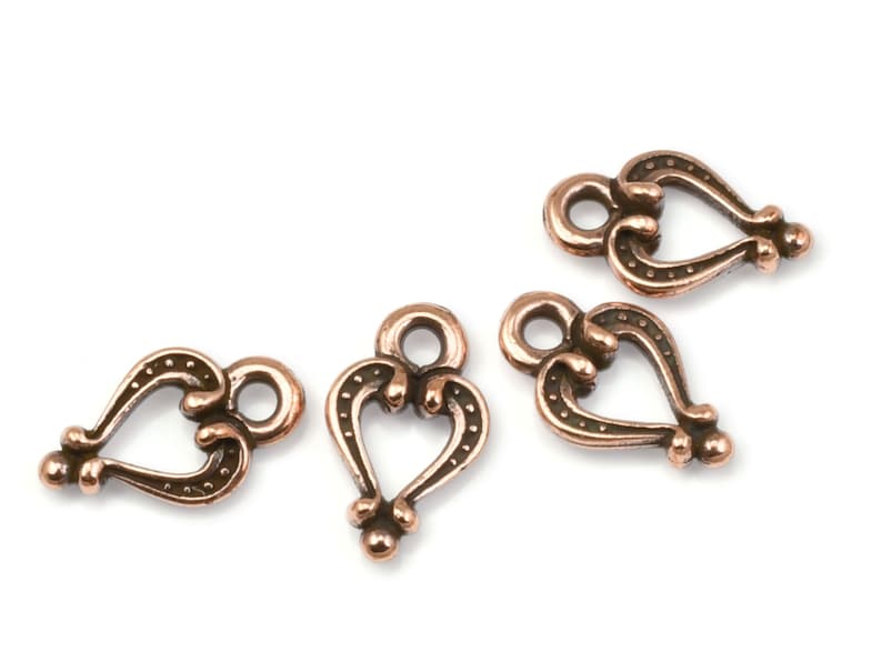 Tiny Antique Copper Heart Charms TierraCast Cordial Heart Drop 11mm x 7mm Small Heart Copper Charms for Jewelry Making P655 image 2