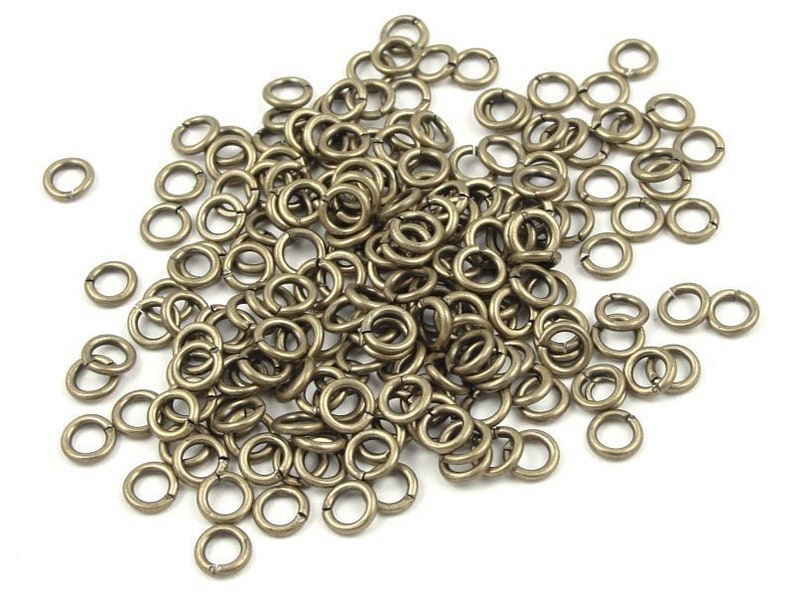 100 Brass Jumprings 4mm Open Antique Brass Jump Rings Aged Brass Bronze Jumpring Findings 20 Gauge 20 g FSAB45 image 1