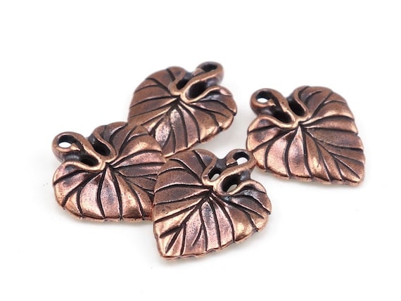 Copper Leaves 20mm Tierracast Violet Leaf Drop Antique Copper