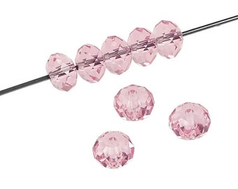 8 LIGHT ROSE 6mm Swarovski Spacer Beads - 5040 6mm Crystal Rondelles - Light Pink Beads Swarovski Beads Roundelles Pastel Pink Donut Beads