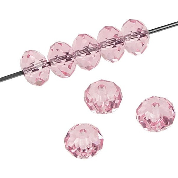 8 LIGHT ROSE 6mm Swarovski Spacer Beads - 5040 6mm Crystal Rondelles - Light Pink Beads Swarovski Beads Roundelles Pastel Pink Donut Beads