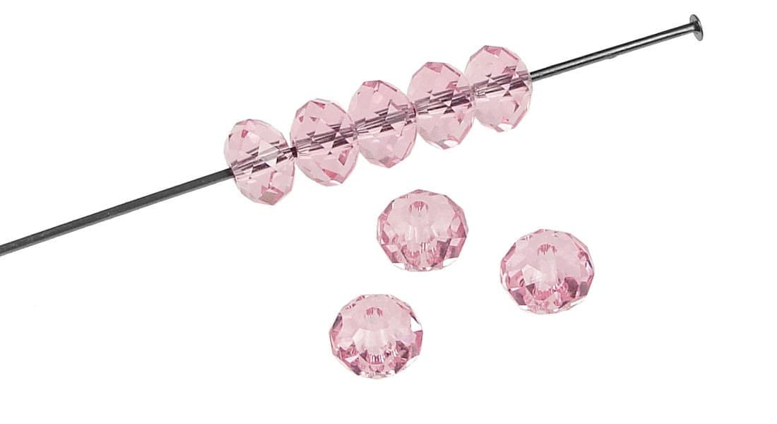 Polymer Clay Beads, Pastel Pink, 6x3mm Smooth Rondelle - Golden